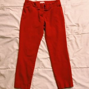 Red dress pants.